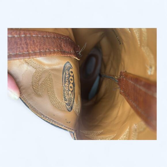 VTG Lucchese T3007 Rio Bravo Collar Stitch Leather Western Boots Brown Mens 8.5 - Picture 11 of 12